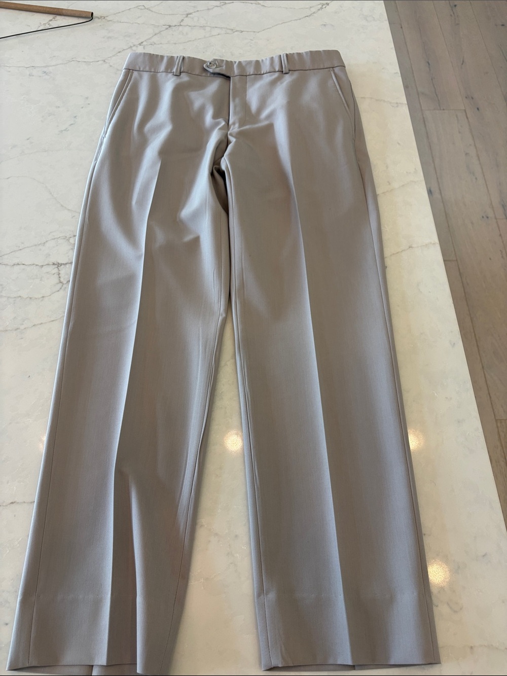 Men's Taupe Dress Pants - Tailored Flat Front